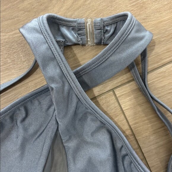 LA Designs Jr. Gray Dance Costume with Long Skirt | Open Back | youth Junior - Picture 4 of 8